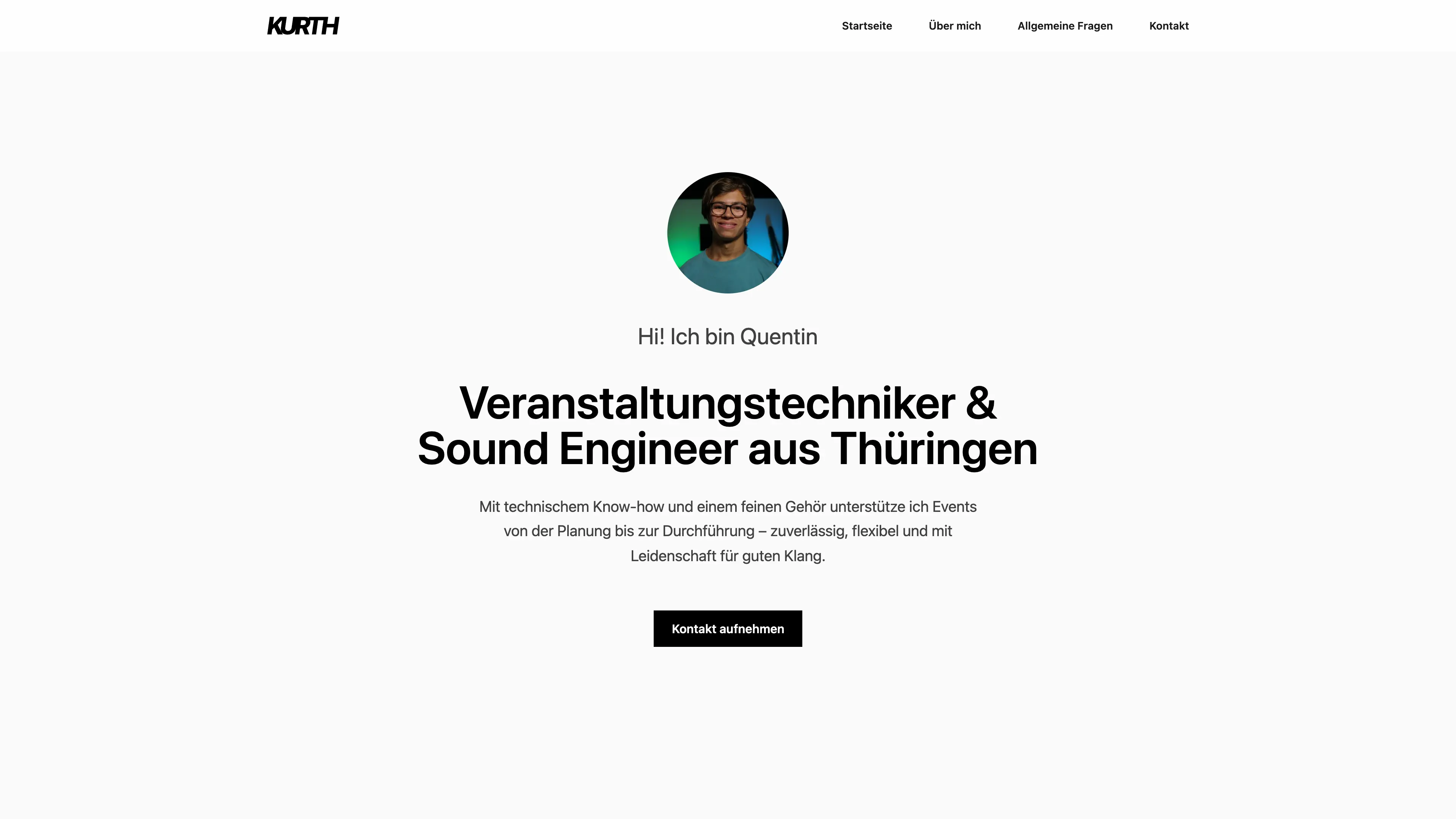 Portfolio Webseite für Quentin Kurth